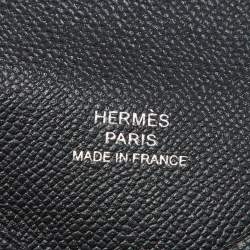 Hermes Black Madame Leather Calvi Card Holder