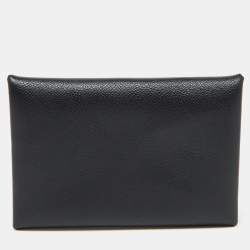 Hermes Black Madame Leather Calvi Card Holder