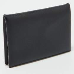 Hermes Black Madame Leather Calvi Card Holder