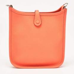 Hermes Orange Poppy/Bleu Zanzibar Epsom Leather Evelyne TPM Bag