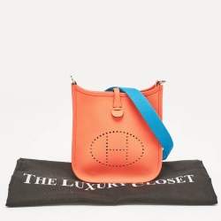 Hermes Orange Poppy/Bleu Zanzibar Epsom Leather Evelyne TPM Bag