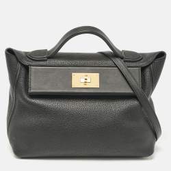 Hermes Noir Taurillon Maurice and Swift Leather Gold Finish 24/24 29 Bag