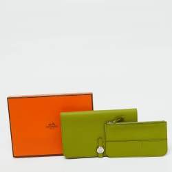 Hermes Anis Green Taurillon Togo Leather Dogon Duo Wallet