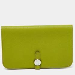 Hermes Anis Green Taurillon Togo Leather Dogon Duo Wallet