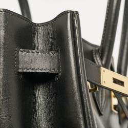 Hermes Noir Box Leather Gold Finish Birkin 35 Bag