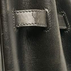 Hermes Noir Box Leather Gold Finish Birkin 35 Bag