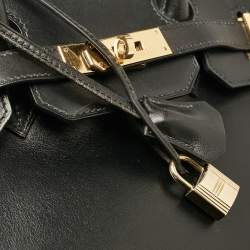 Hermes Noir Box Leather Gold Finish Birkin 35 Bag