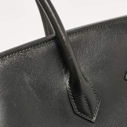 Hermes Noir Box Leather Gold Finish Birkin 35 Bag