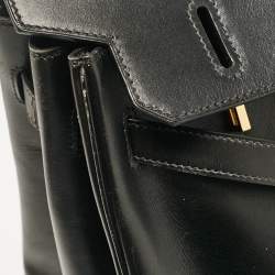 Hermes Noir Box Leather Gold Finish Birkin 35 Bag