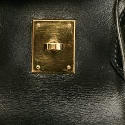 Hermes Noir Box Leather Gold Finish Birkin 35 Bag