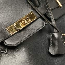 Hermes Noir Box Leather Gold Finish Birkin 35 Bag