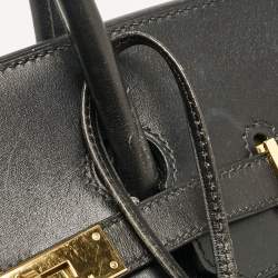 Hermes Noir Box Leather Gold Finish Birkin 35 Bag