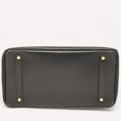 Hermes Noir Box Leather Gold Finish Birkin 35 Bag
