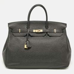 Hermes Noir Togo Leather Gold Finish Birkin 40 Bag