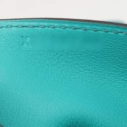Pre Owned Hermes Blue Paon Swift Leather Pliplat Clutch