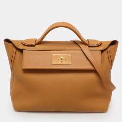 Hermes Jaune Ambre Togo and Swift Leather Gold Tone Finish 24/24 29 Bag