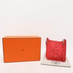 Pre Owned Hermes Bougainvillier Taurillon Clemence Leather Evelyne TPM Bag 