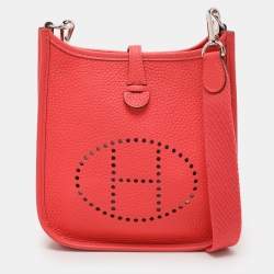 Pre Owned Hermes Bougainvillier Taurillon Clemence Leather Evelyne TPM Bag 