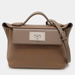 Hermes Etoupe Swift Leather Silver Finish 24/24 21 Bag 