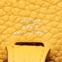 Pre Owned Hermes Jaune Ambre Taurillon Clemence Leather Evelyne 16 TPM Bag