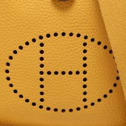 Pre Owned Hermes Jaune Ambre Taurillon Clemence Leather Evelyne 16 TPM Bag