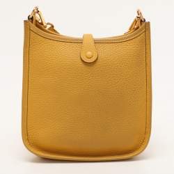 Pre Owned Hermes Jaune Ambre Taurillon Clemence Leather Evelyne 16 TPM Bag