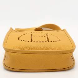 Pre Owned Hermes Jaune Ambre Taurillon Clemence Leather Evelyne 16 TPM Bag
