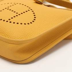 Pre Owned Hermes Jaune Ambre Taurillon Clemence Leather Evelyne 16 TPM Bag