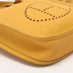 Pre Owned Hermes Jaune Ambre Taurillon Clemence Leather Evelyne 16 TPM Bag