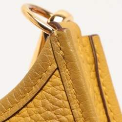 Pre Owned Hermes Jaune Ambre Taurillon Clemence Leather Evelyne 16 TPM Bag