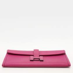 Pre Owned Hermes Purple/Black Leather Jige Duo Verso Wallet