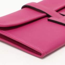 Pre Owned Hermes Purple/Black Leather Jige Duo Verso Wallet