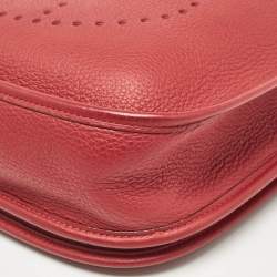 Hermes Rouge Casaque Taurillon Clemence Leather Evelyne II PM Bag