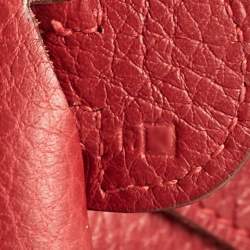Hermes Rouge Casaque Taurillon Clemence Leather Evelyne II PM Bag