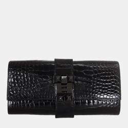 Hermes Shiny Alligator So Black Medor Clutch