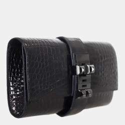Hermes Shiny Alligator So Black Medor Clutch