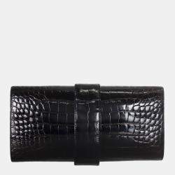Hermes Shiny Alligator So Black Medor Clutch