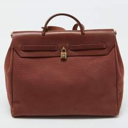 Pre Owned Hermes Rouge H Toile and Leather Herbag Zip 39 Bag