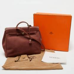 Pre Owned Hermes Rouge H Toile and Leather Herbag Zip 39 Bag