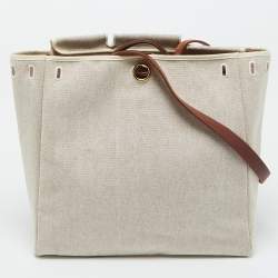 Pre Owned Hermes Rouge H Toile and Leather Herbag Zip 39 Bag