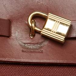 Pre Owned Hermes Rouge H Toile and Leather Herbag Zip 39 Bag