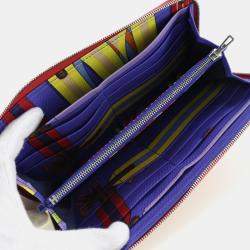 Hermes Red/Purple Leather Azap Silk'In Long Wallet