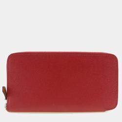 Hermes Red/Purple Leather Azap Silk'In Long Wallet