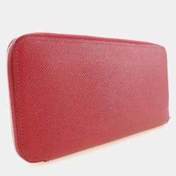 Hermes Red/Purple Leather Azap Silk'In Long Wallet