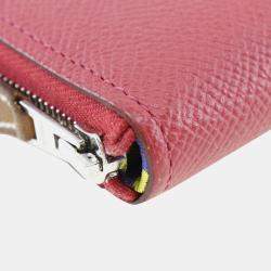 Hermes Red/Purple Leather Azap Silk'In Long Wallet