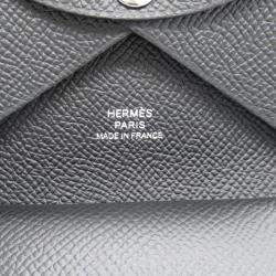 Hermes Black Leather Calvi Duo Leather Card Case