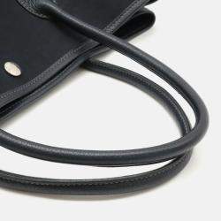 Hermes Black Canvas Leather Garden Party Pm Tote Bag