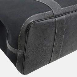 Hermes Black Canvas Leather Garden Party Pm Tote Bag