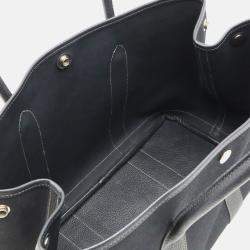 Hermes Black Canvas Leather Garden Party Pm Tote Bag