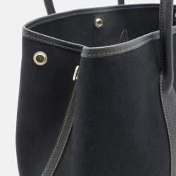 Hermes Black Canvas Leather Garden Party Pm Tote Bag